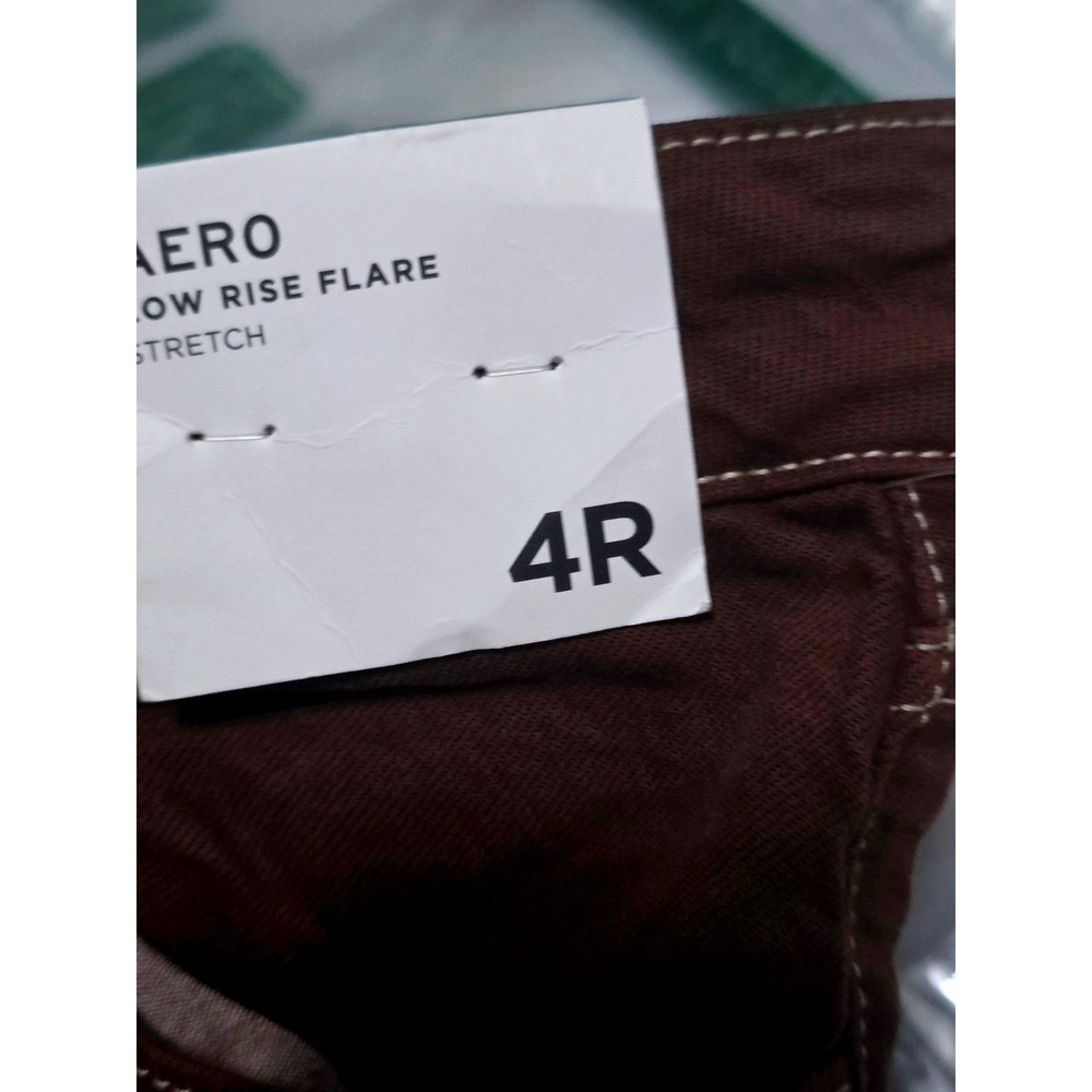 Aeropostale Womens Low Rise Flare Jeans Burgundy Brown Contrast Stitch 4R NEW - Picture 12 of 14